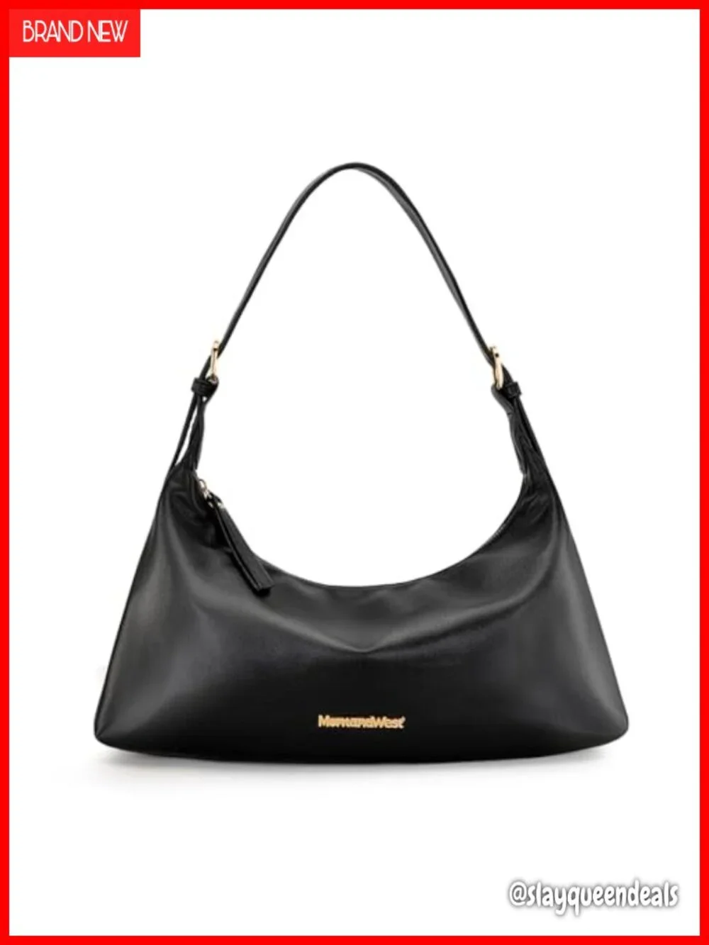 Medium Crescent Hobo Shoulder Bag Vegan Leather Adjustable Strap